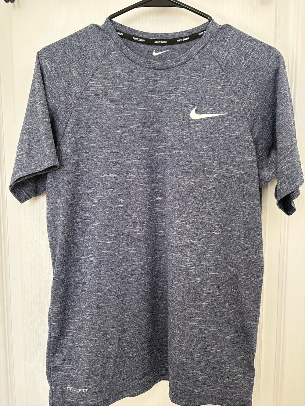 Nike Heathered Navy Short Sleeve Dri-FIT Tee with White Swoosh